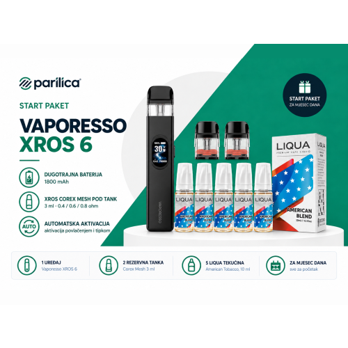Vaporesso XROS 6 Start paket za mjesec dana