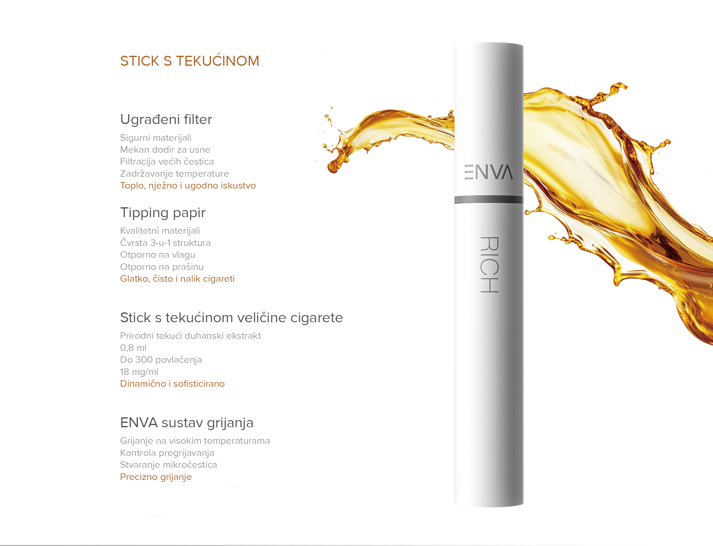 ENVA Sol stick s tekućinom &ndash; ugrađeni filter, 300 povlačenja, 18mg
